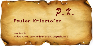 Pauler Krisztofer névjegykártya